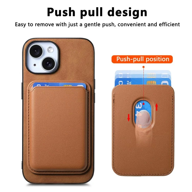 B2 For iPhone 13 Magnetic Phone Case Leather Back Phone Cover Detachable Card Bag
