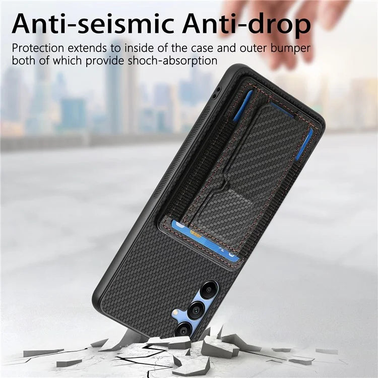C1-13 For Samsung Galaxy A25 5G (Global) (161.0 X 76.5 X 8.3mm) Case Card Holder Kickstand Phone Cover