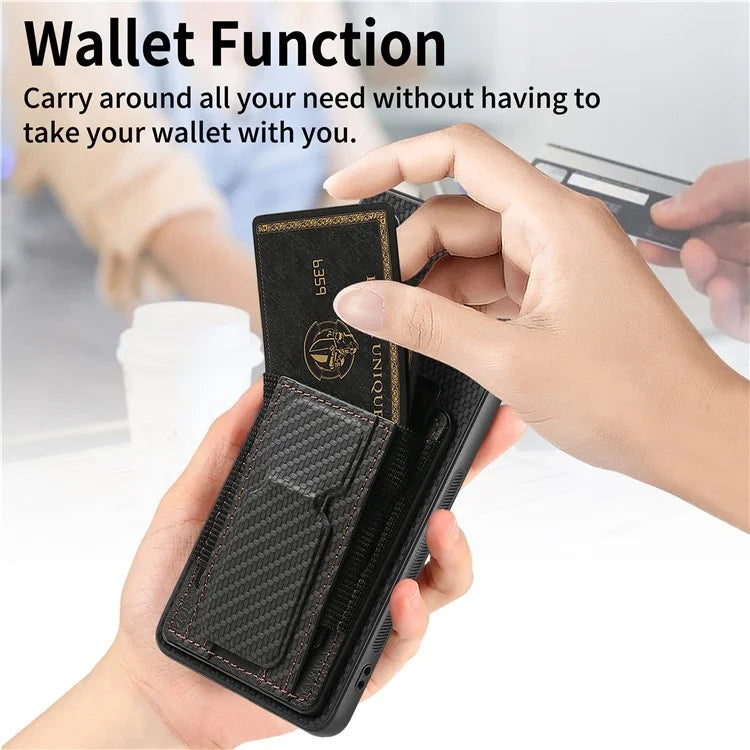C1-13 For Samsung Galaxy A25 5G (Global) (161.0 X 76.5 X 8.3mm) Case Card Holder Kickstand Phone Cover
