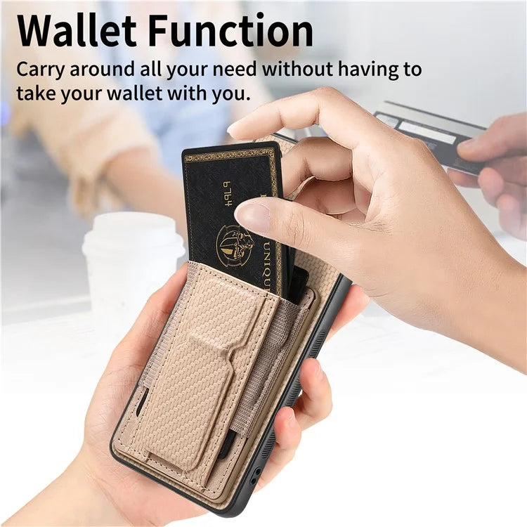 C1-13 For Samsung Galaxy A25 5G (Global) (161.0 X 76.5 X 8.3mm) Case Card Holder Kickstand Phone Cover