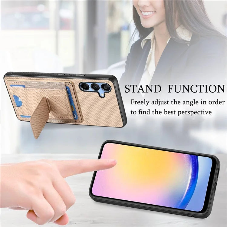 C1-13 For Samsung Galaxy A25 5G (Global) (161.0 X 76.5 X 8.3mm) Case Card Holder Kickstand Phone Cover