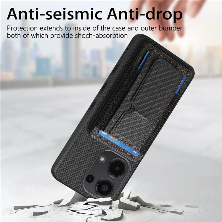 C1-13 For Xiaomi Redmi Note 13 Pro 4G / Poco M6 Pro 4G Case Card Holder Leather Coated Phone Cover