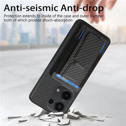 C1-13 For Xiaomi Redmi Note 13 Pro 4G / Poco M6 Pro 4G Case Card Holder Leather Coated Phone Cover