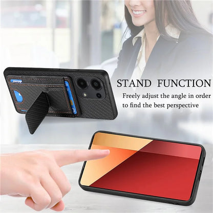 C1-13 For Xiaomi Redmi Note 13 Pro 4G / Poco M6 Pro 4G Case Card Holder Leather Coated Phone Cover