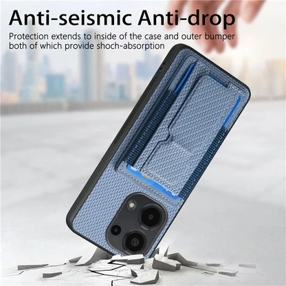 C1-13 For Xiaomi Redmi Note 13 Pro 4G / Poco M6 Pro 4G Case Card Holder Leather Coated Phone Cover