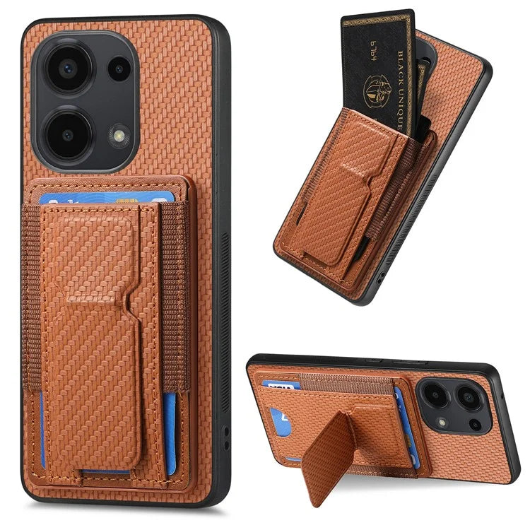 C1-13 For Xiaomi Redmi Note 13 Pro 4G / Poco M6 Pro 4G Case Card Holder Leather Coated Phone Cover