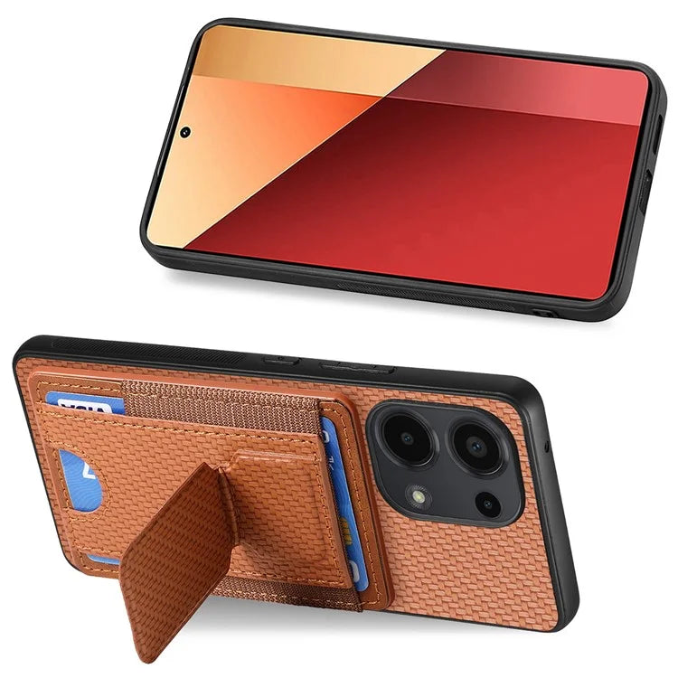 C1-13 For Xiaomi Redmi Note 13 Pro 4G / Poco M6 Pro 4G Case Card Holder Leather Coated Phone Cover