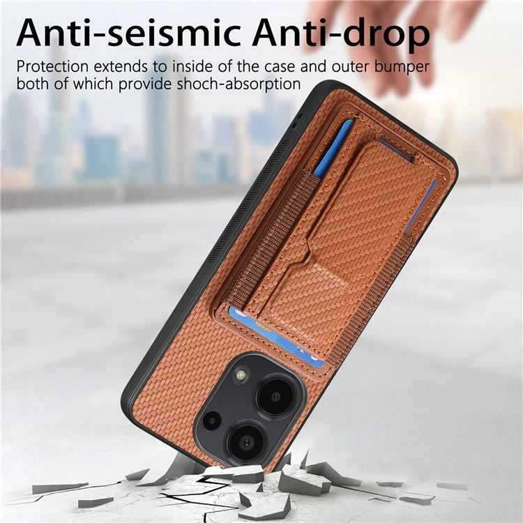 C1-13 For Xiaomi Redmi Note 13 Pro 4G / Poco M6 Pro 4G Case Card Holder Leather Coated Phone Cover