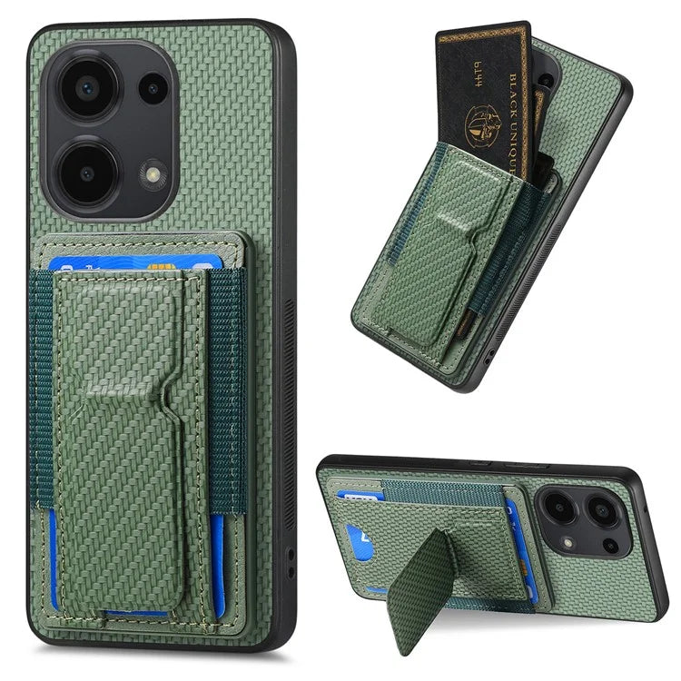 C1-13 For Xiaomi Redmi Note 13 Pro 4G / Poco M6 Pro 4G Case Card Holder Leather Coated Phone Cover