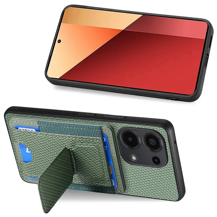 C1-13 For Xiaomi Redmi Note 13 Pro 4G / Poco M6 Pro 4G Case Card Holder Leather Coated Phone Cover