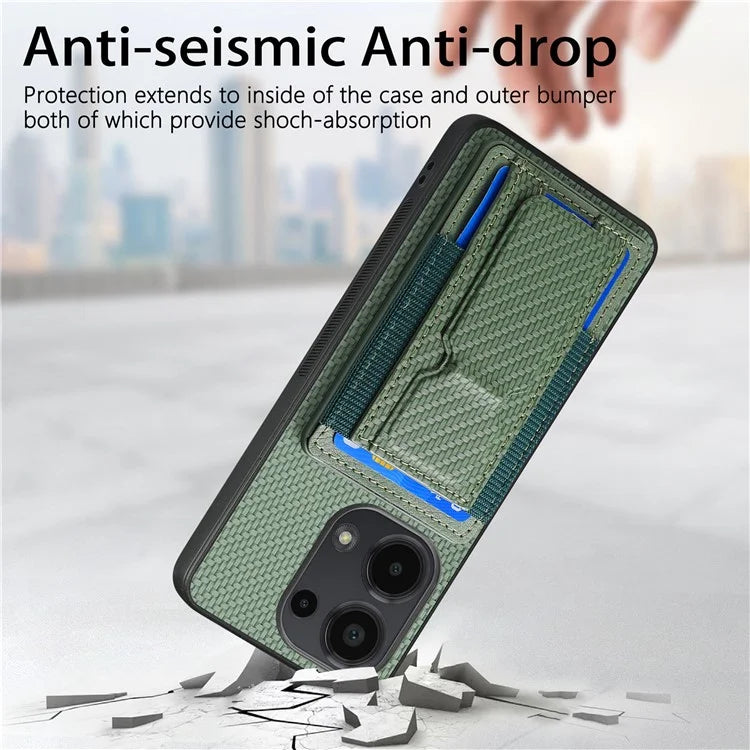 C1-13 For Xiaomi Redmi Note 13 Pro 4G / Poco M6 Pro 4G Case Card Holder Leather Coated Phone Cover
