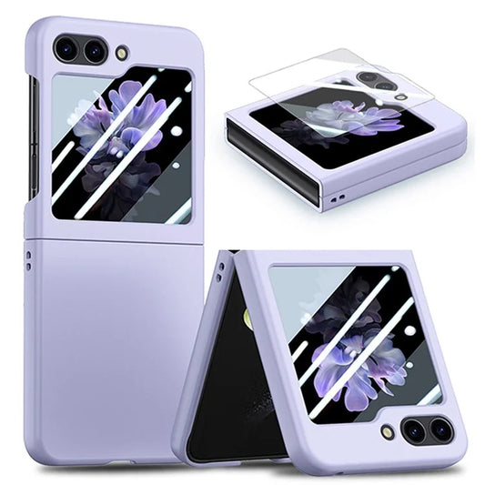 For Samsung Galaxy Z Flip6 5G Case Skin-Touch PC Phone Cover with Rear Screen Protector