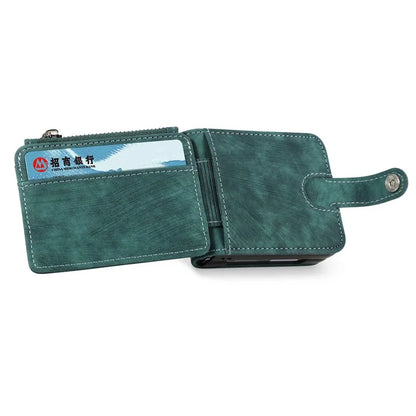 For Samsung Galaxy Z Flip6 5G Case Kickstand Retro Leather Phone Cover Zipper Card Holder