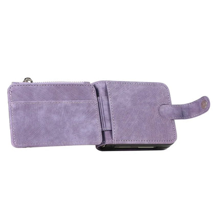 For Samsung Galaxy Z Flip6 5G Case Kickstand Retro Leather Phone Cover Zipper Card Holder