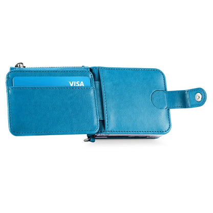 For Samsung Galaxy Z Flip6 5G Case Zipper Card Holder Leather Phone Cover with Long Strap