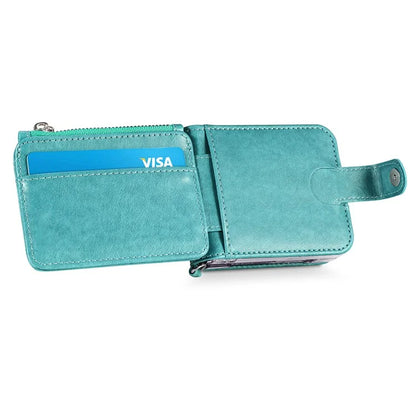 For Samsung Galaxy Z Flip6 5G Case Zipper Card Holder Leather Phone Cover with Long Strap