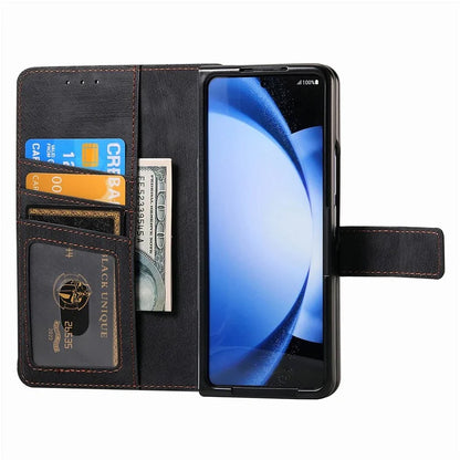 For Samsung Galaxy Z Fold6 5G Case Detachable PU+TPU Wallet Phone Cover with Zipper Pouch