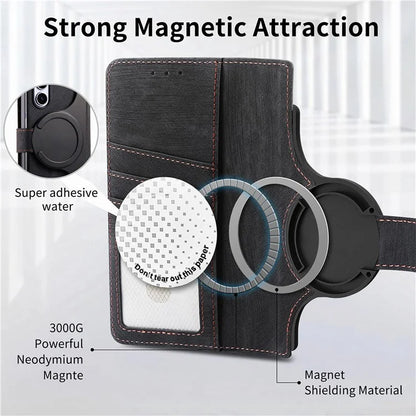 For Samsung Galaxy Z Fold6 5G Case Detachable PU+TPU Wallet Phone Cover with Zipper Pouch