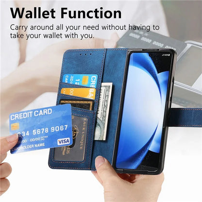 For Samsung Galaxy Z Fold6 5G Case Detachable PU+TPU Wallet Phone Cover with Zipper Pouch