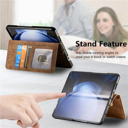 For Samsung Galaxy Z Fold6 5G Case Detachable PU+TPU Wallet Phone Cover with Zipper Pouch