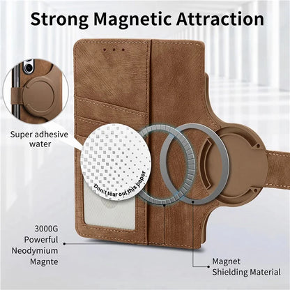 For Samsung Galaxy Z Fold6 5G Case Detachable PU+TPU Wallet Phone Cover with Zipper Pouch