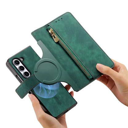 For Samsung Galaxy Z Fold6 5G Case Detachable PU+TPU Wallet Phone Cover with Zipper Pouch