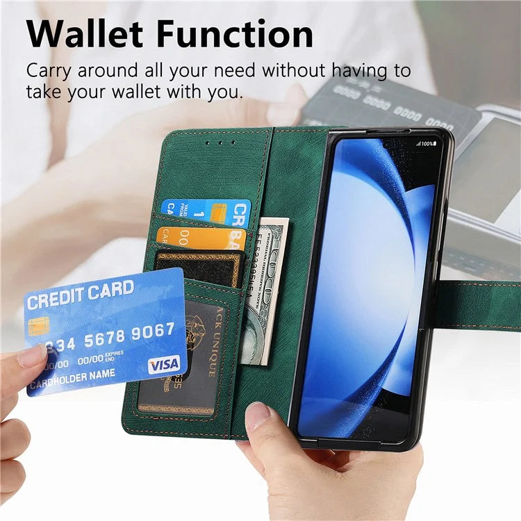 For Samsung Galaxy Z Fold6 5G Case Detachable PU+TPU Wallet Phone Cover with Zipper Pouch