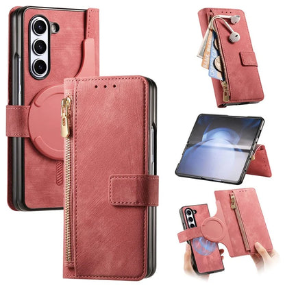 For Samsung Galaxy Z Fold6 5G Case Detachable PU+TPU Wallet Phone Cover with Zipper Pouch