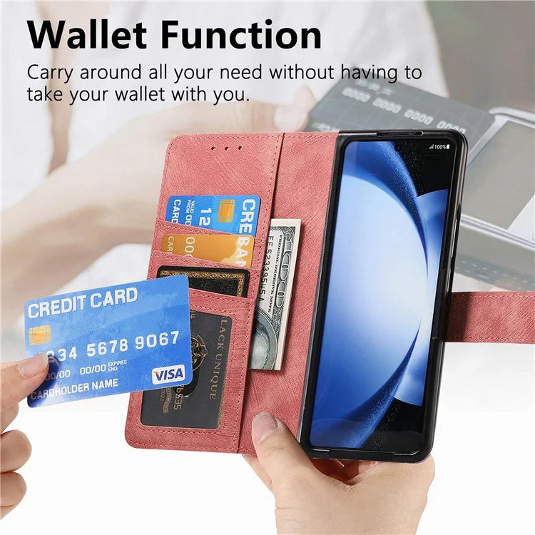 For Samsung Galaxy Z Fold6 5G Case Detachable PU+TPU Wallet Phone Cover with Zipper Pouch