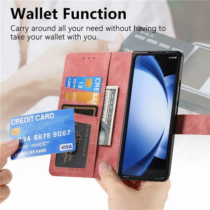 For Samsung Galaxy Z Fold6 5G Case Detachable PU+TPU Wallet Phone Cover with Zipper Pouch
