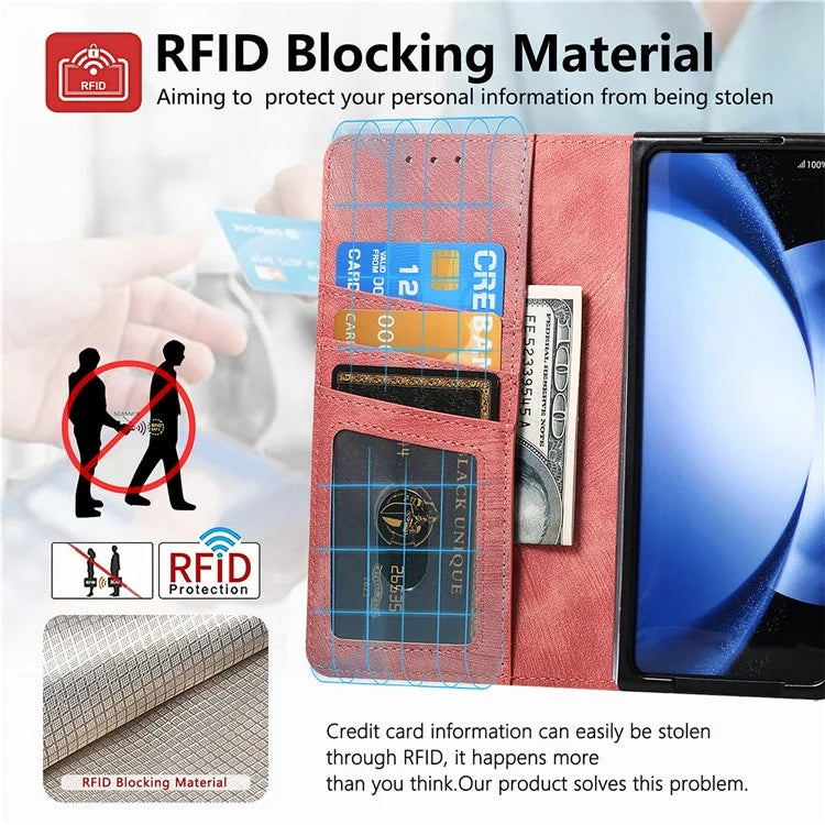 For Samsung Galaxy Z Fold6 5G Case Detachable PU+TPU Wallet Phone Cover with Zipper Pouch