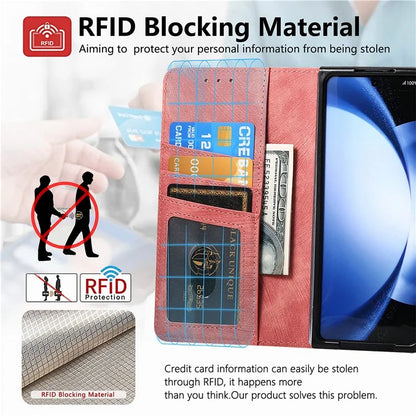 For Samsung Galaxy Z Fold6 5G Case Detachable PU+TPU Wallet Phone Cover with Zipper Pouch