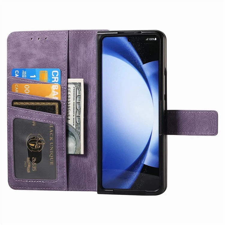 For Samsung Galaxy Z Fold6 5G Case Detachable PU+TPU Wallet Phone Cover with Zipper Pouch