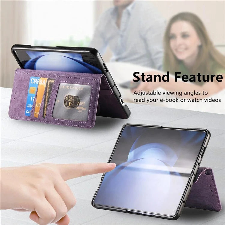 For Samsung Galaxy Z Fold6 5G Case Detachable PU+TPU Wallet Phone Cover with Zipper Pouch