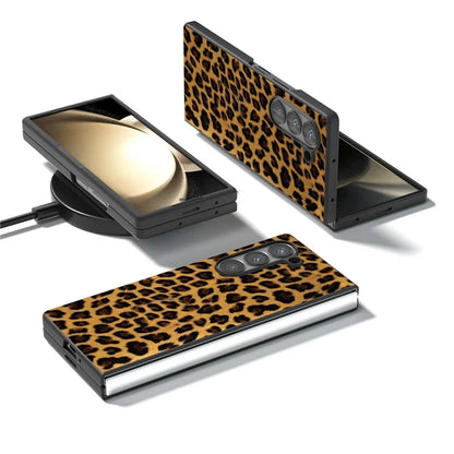 ABEEL For Samsung Galaxy Z Fold6 5G Case Leopard Pattern PU+PC Phone Cover