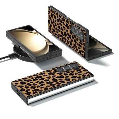 ABEEL For Samsung Galaxy Z Fold6 5G Case Leopard Pattern PU+PC Phone Cover