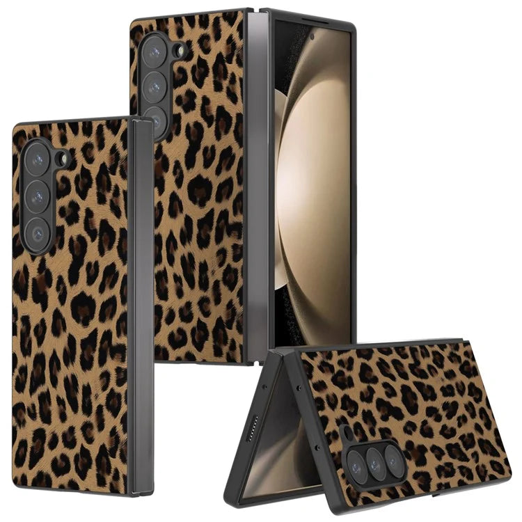 ABEEL For Samsung Galaxy Z Fold6 5G Case Leopard Pattern PU+PC Phone Cover