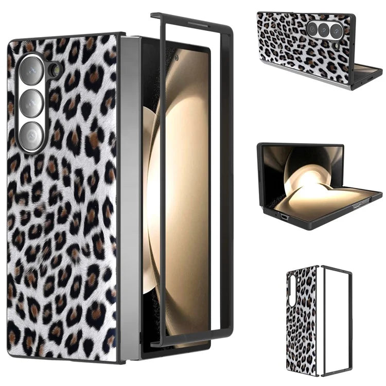 ABEEL For Samsung Galaxy Z Fold6 5G Case Leopard Pattern PU+PC Phone Cover