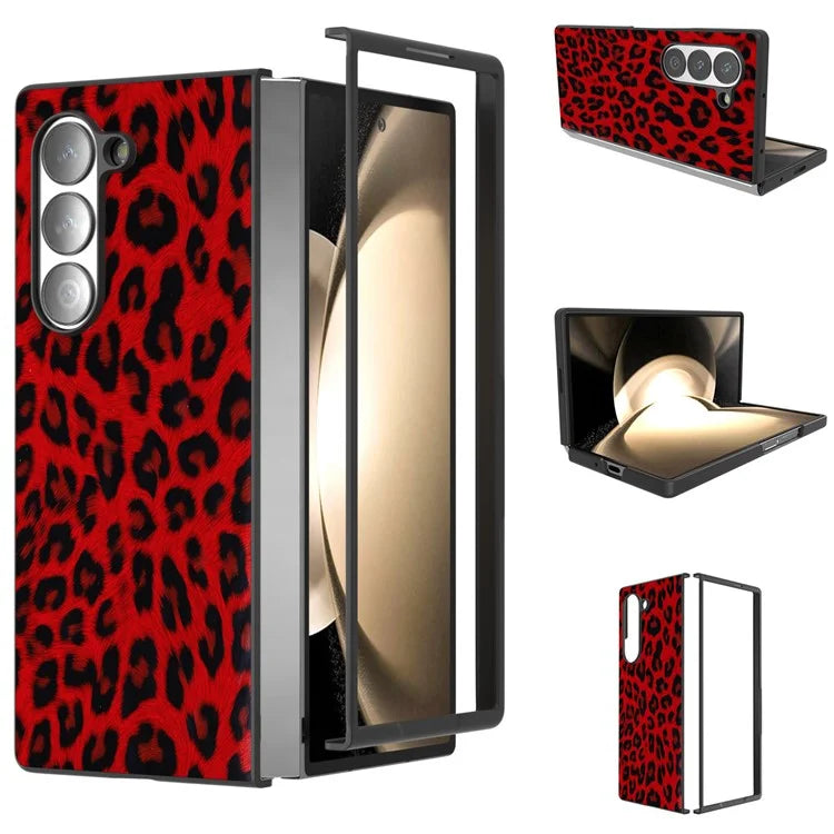 ABEEL For Samsung Galaxy Z Fold6 5G Case Leopard Pattern PU+PC Phone Cover