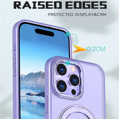 For iPhone 16 Pro Max Magnetic Case TPU+Acrylic Kickstand Phone Cover