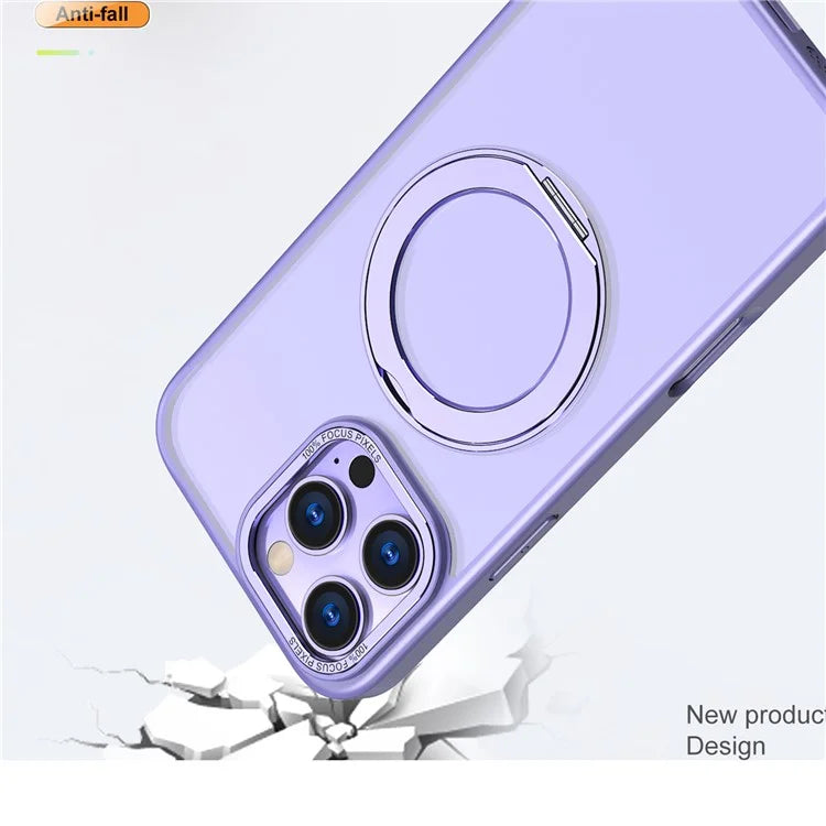 For iPhone 16 Pro Max Magnetic Case TPU+Acrylic Kickstand Phone Cover