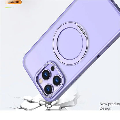 For iPhone 16 Pro Max Magnetic Case TPU+Acrylic Kickstand Phone Cover