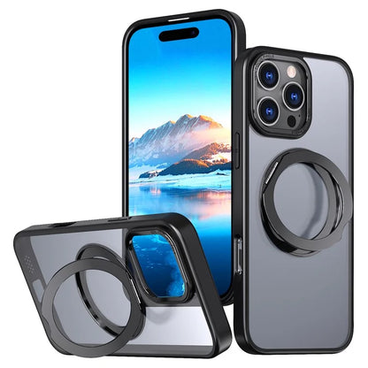 For iPhone 16 Pro Max Magnetic Case TPU+Acrylic Kickstand Phone Cover