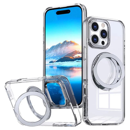 For iPhone 16 Pro Max Magnetic Case TPU+Acrylic Kickstand Phone Cover