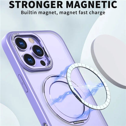 For iPhone 16 Pro Case TPU+Acrylic Kickstand Phone Cover Compatible with MagSafe