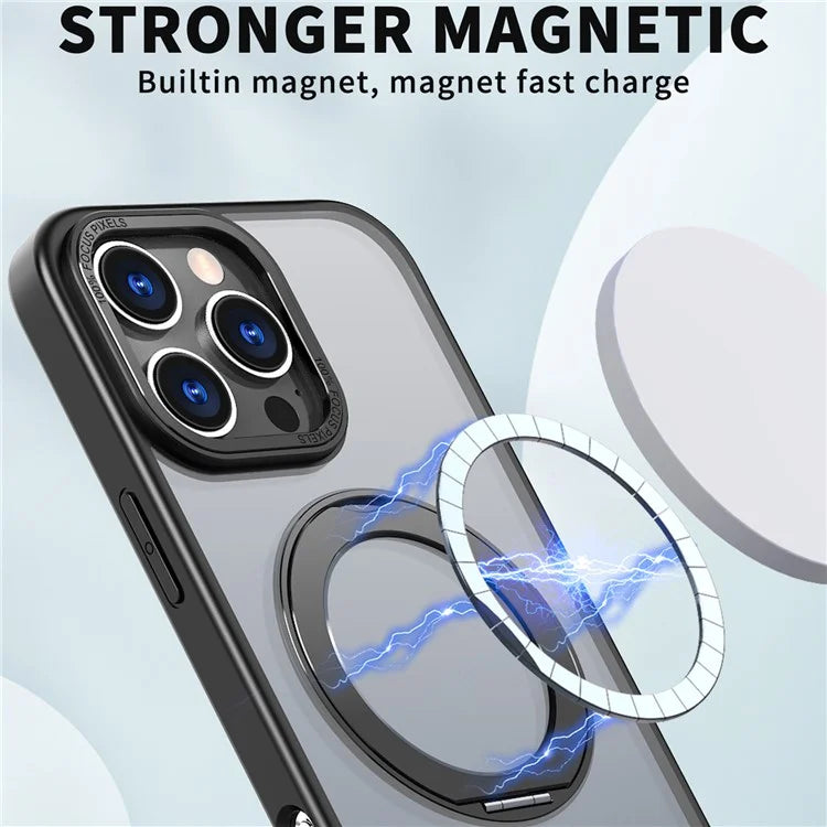 For iPhone 16 Pro Case TPU+Acrylic Kickstand Phone Cover Compatible with MagSafe
