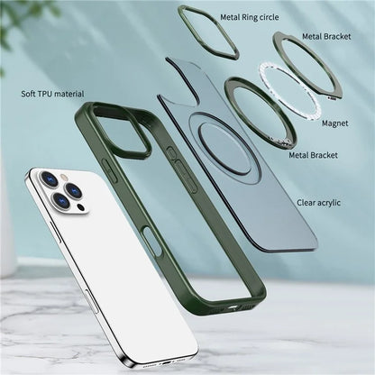 For iPhone 16 Pro Case TPU+Acrylic Kickstand Phone Cover Compatible with MagSafe