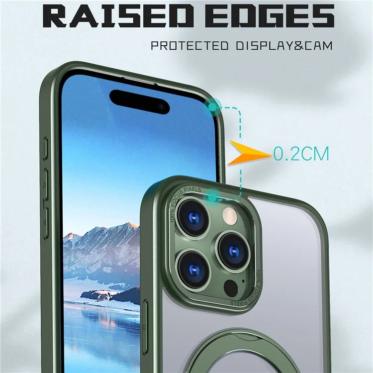For iPhone 16 Pro Case TPU+Acrylic Kickstand Phone Cover Compatible with MagSafe