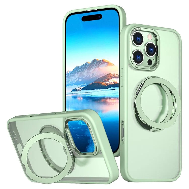 For iPhone 16 Pro Case TPU+Acrylic Kickstand Phone Cover Compatible with MagSafe