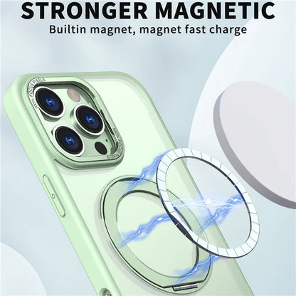 For iPhone 16 Pro Case TPU+Acrylic Kickstand Phone Cover Compatible with MagSafe